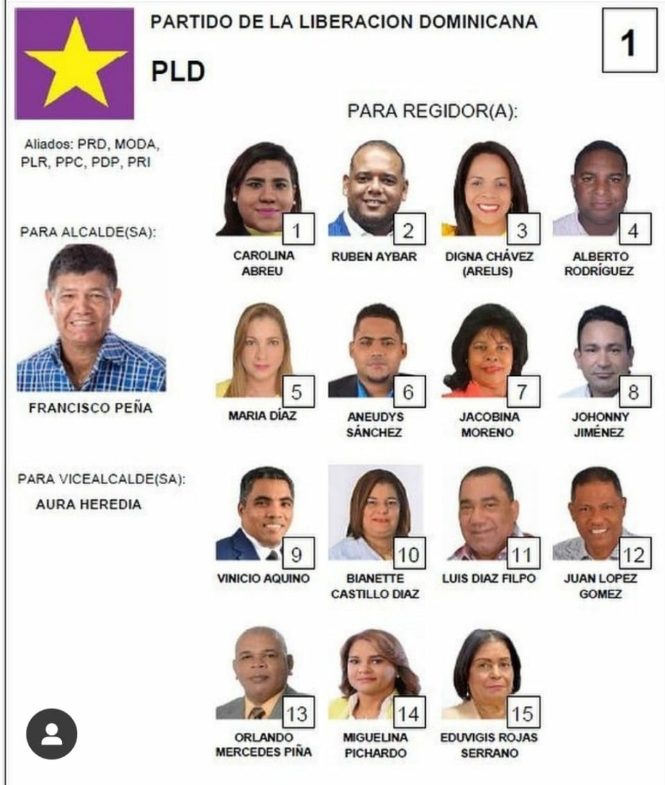 Boleta Electoral del Partido de la Liberacion Dominicana y Aliados en SDO.